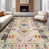 Over Dyed Southwestern Border Area with Beige Geometric Art(White)