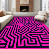 Charcoal Maze Labyrinth Print Textured (Pink)