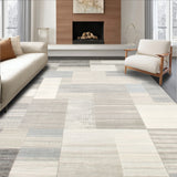 Contemporary Geometric Patchwork Area with Interlocking Beige Panels(Gray)