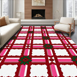 Plaid Gingham Grid with Vintage Ribbon and Festooned Berry Details(Red)