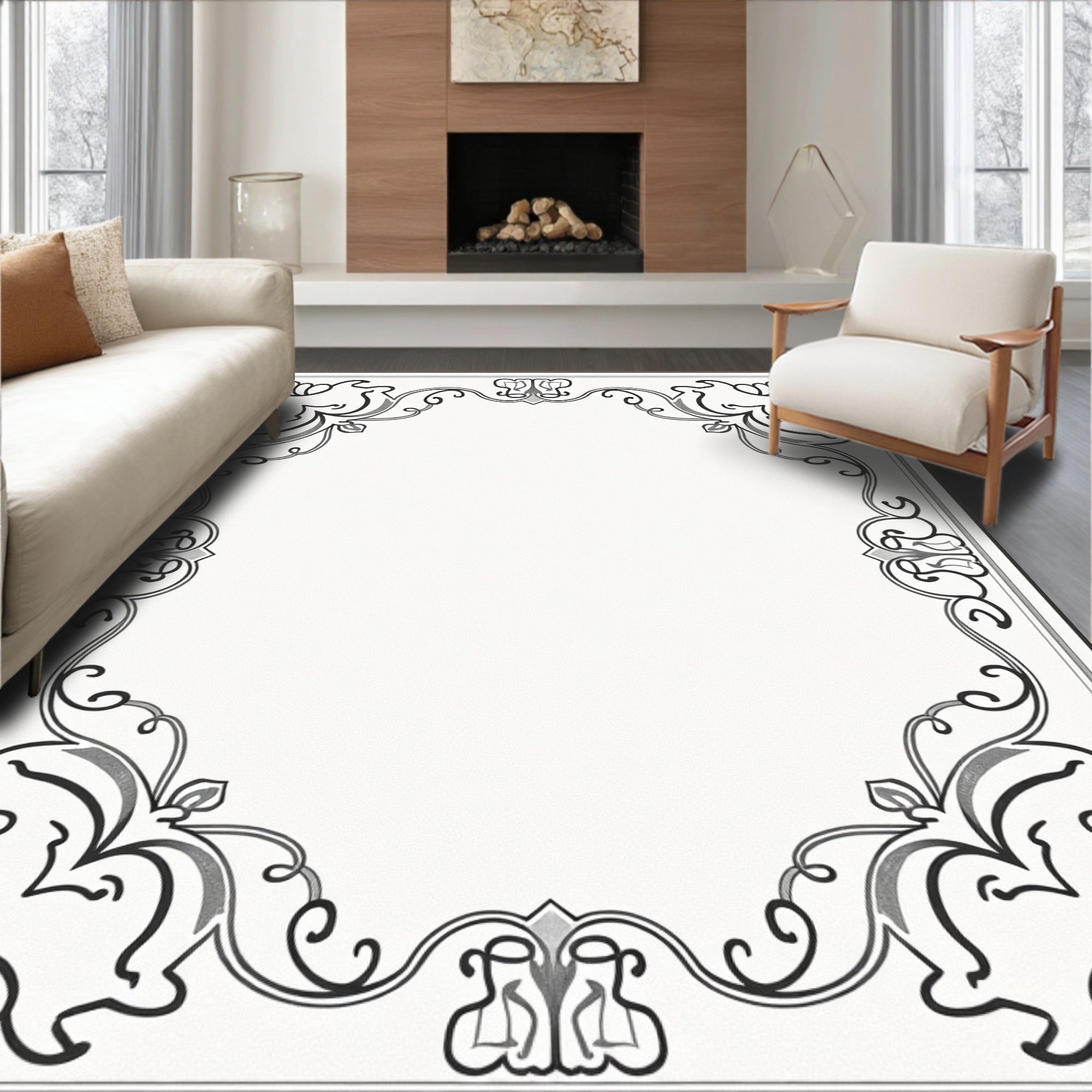 Faded Rococo Filigree with Subtle Ornamental (Black) - ODIKA