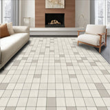 Checkered Midcentury Minimalist Area Beige Cream Hues(Beige)