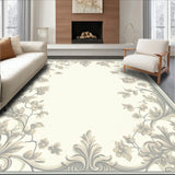 Elegant Damask Area in Smoke and Beige Tones with Refined Swirl Motifs(Beige)