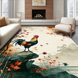 Rooster Delight Beige Artistic Poultry & Countryside Motifs(Beige)