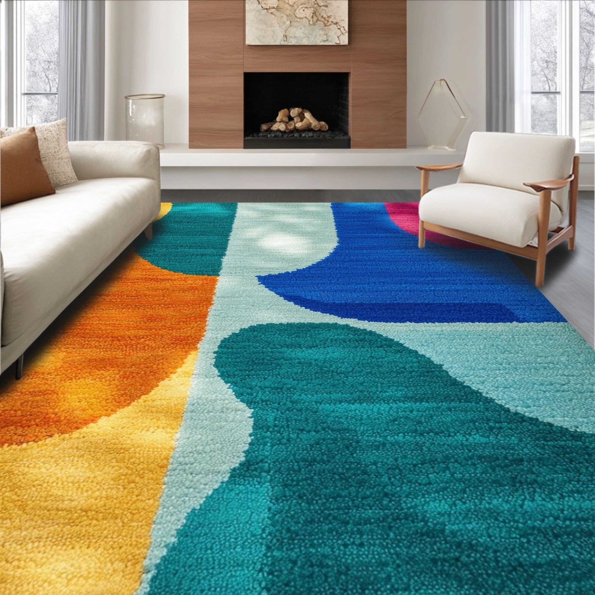 Ultra Soft Area Rug, Non Slip, Stain Resistant, Washable Area Rugs for Living Room, Bedroom, Modern Multi-Color Entryway Versatile Non-Shedding Rug(Blue)