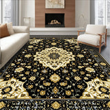 Black Gold Flannel Area Rug for Comfort(Black)
