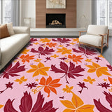 Harvest Moon Botanical Foliage Design Anti Shed Indoor Floor Covering(Pink)