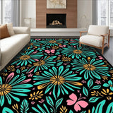 Abstract Petal Cascade with Whimsical Overlay and Boho Flourish (Black)