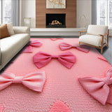 Ultra Soft Area Rug, Non Slip, Stain Resistant, Washable Area Rugs for Living Room, Bedroom, bow shaped coquette bathmat(Pink)