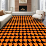 Spooky Season Gingham Patterned Welcome Surface(Orange)