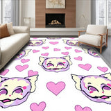 Adorable Kitten Portrait Design Floor with Hearts(Pink)