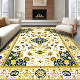 Floral Geometric Patchwork Area in Mustard and Cream(White)