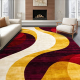 Burgundy Swirl Kitchen Rug Abstract Art Foam Floor Carpet(Yellow)