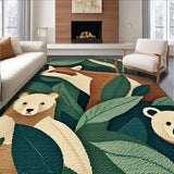 Ultra Soft Area Rug, Non Slip, Stain Resistant, Washable Area Rugs for Living Room, Bedroom, Vintage Animal Print Nursery Low Pile Carpet(Green)