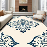 Classic Damask Swirl Motif Traditional Decorative (Ivory)