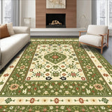 Classic Oriental Style with Olive Green and Warm Beige Geometric Accents(Green)