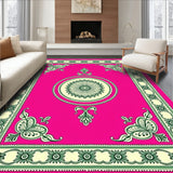 Textured Medallion Design with Ornate Floral Border (Pink)