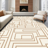 Interlocking Maze Accent with Subtle Abstract Motifs (Brown)