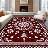 Vintage Snowflake Medallion Design Anti Slip Holiday Pathway(Maroon)