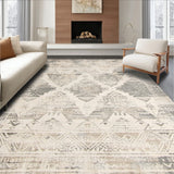 Boho Chic Area Non Slip Distressed Look Beige(Gray)