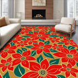 Classic Poinsettia Blossom with Traditional Winter Floral Motifs(Red)
