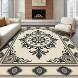 Faded Medallion Tiled with Distressed Vintage Motifs(Beige)