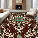 Traditional Floral Damask with Intricate Botanical Motifs (Brown)
