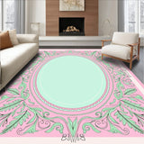 Botanical Fern Medallion with Flowing Vines and Leaf Motifs(Pink)