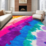 Ultra Soft Area Rug, Non Slip, Stain Resistant, Washable Area Rugs for Living Room, Bedroom, Fluffy Tie Dye Rainbow(Purple)