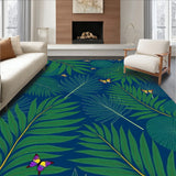 Tropical Leaf Canopy with Subtle Animal Silhouettes Design (Blue)