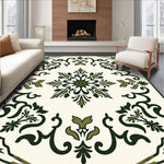 Distressed Botanical Damask with Scrollwork Accents (Ivory) - ODIKA