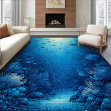 Nautical Voyage Ocean Creature Underwater Adventure Carpet(Blue)