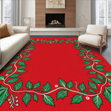 Holiday Botanical Motif with Stylized Holly and Berry Accents(Red)