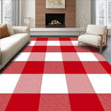 Farmhouse Buffalo Checkered Plaid Reversible Doorstep(Red)