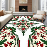 Holly Berry Damask with Ornamental Seasonal Flourishes(White)