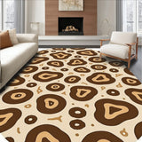 Neutral Oval with Abstract Animal Inspired Design and Earthy Layers(Beige)