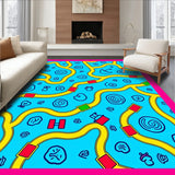 Rescue Crew Map with Interlocking Tracks and Cartoon Icons (Blue)