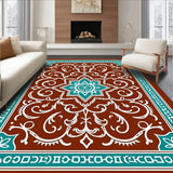 Tile Inspired Doormat with Ornate Medallion Accents(Brown)