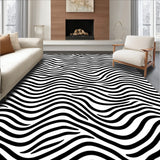 Elegant Chevron Band Motif Featuring Monochrome Symmetric Waves (Black)
