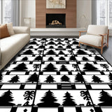 Buffalo Checkered Plaid Design with Festive Pine Motif Accents(Black)