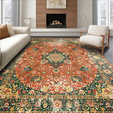 Elimbah Vintage Distressed Circular Featuring Floral Medallion(Red)