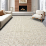 Ultra Soft Area Rug, Non Slip, Stain Resistant, Washable Area Rugs for Living Room, Bedroom, Modern Geometric Scandi Striped(Beige)