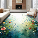 Watercolor Meadow Floral Vibrant Nature(Blue)