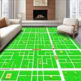 Ultra Soft Area Rug, Non Slip, Stain Resistant, Washable Area Rugs for Living Room, Bedroom, city road map playmat(Green)