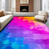 Ultra Soft Area Rug, Non Slip, Stain Resistant, Washable Area Rugs for Living Room, Bedroom, Fluffy Rainbow Tie-Dye(Red)