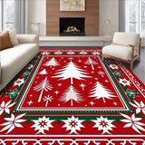Nordic Evergreen Forest Scene with Stylized Pine and Starburst Flourishes(Red)