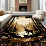 Country Lodge Bathroom Runner Woodsy Wildlife Decorative Floor Carpet(Beige)