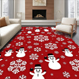 Glittering Snowflake Floor with Jolly Winter Character Motifs(Red)