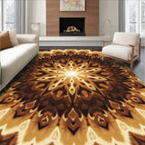 Swirling Cosmic Nebula Tie Dyed Medallion Contemporary Accent(Brown)