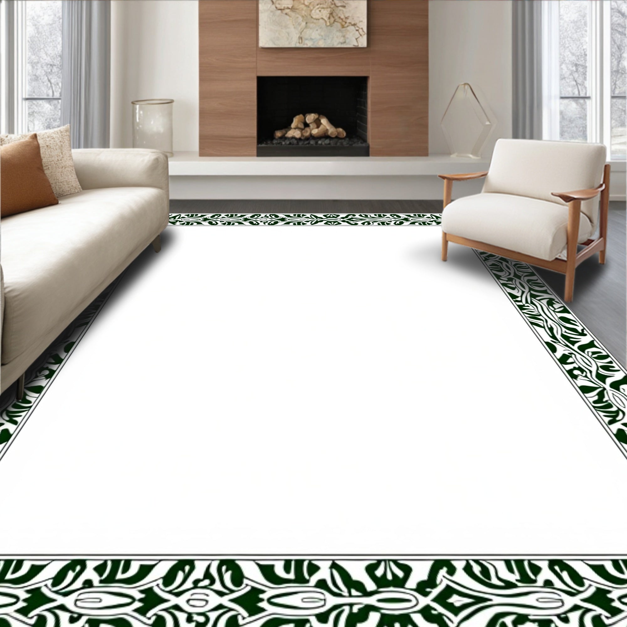 Botanical Leaf Maze Decorative Abstract Lattice Framework (Green) - ODIKA